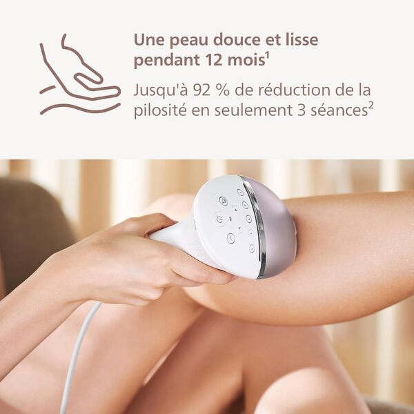 Philips Lumea Épilateur à lumière pulsée Série 8000 - épilateur avec technologie SenseIQ, 4 embouts et tondeuse-stylo Satin Compact, utilisation filaire (modèle BRI949/00)