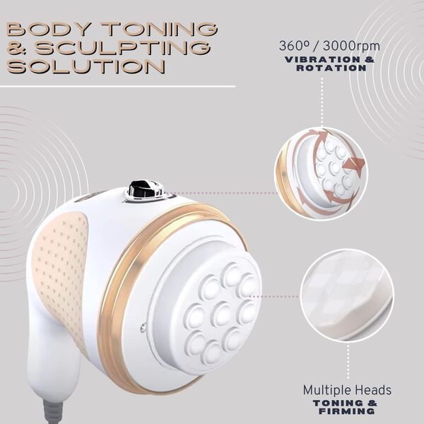 BEST DIRECT Vibratone Pro Masseur Amincissant Sculptant Circulaire, 3000rpm, Anti-Cellulite – Appareil de Massage Vibrant Électrique, Palper Rouler, Massage Minceur, Bien-être, Sculpture du Corps