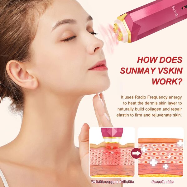 SUNMAY VSkin Appareil Radiofréquence Visage, Machine Appareil Massage Visage EMS, Appareil Anti-âge pour le Rajeunissement de la Peau, l'élimination des Rides, Lissage du visage