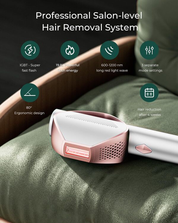 Épilateur Lumière Pulsée avec technologie IGBT à flash ultra rapide, 19,8J IPL Épilateur Laser 600NM-1200NM Épilation laser pour Femme et Homme, Visage, Corps