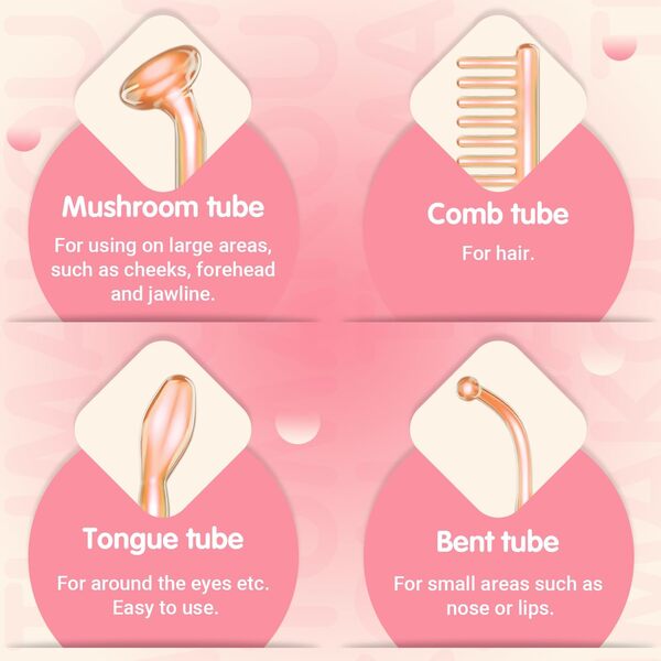 Appareil Haute Frequence Esthetique - TUMAKOU Appareil Visage Anti Ride Avec 4 Electrodes pour Soins pour le Visage - Traitement de l'acné - Raffermissement de la Peau - Réduction des Rides