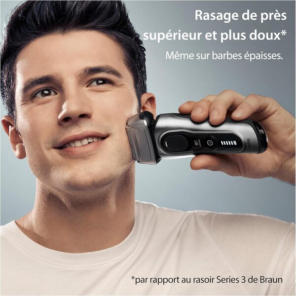 Braun Series 8 8517s Rasoir Électrique Pour Homme, 4 Éléments De Rasage, Tondeuse De Précision Intégrée, Base De Recharge, Étanche, 60 Min D’Autonomie, Fabriqué En Allemagne, Argent