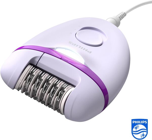 Philips Épilateur compact sur secteur Satinelle Essential avec 4 accessoires (Modèle BRE275/00) - Violet