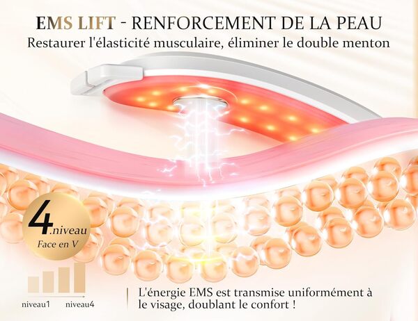 ANLAN Appareil Massage Visage EMS Double Menton Électrique Appareils de Tonification pour le Visage Appareil Lifting Visage Appareil Anti Rides Visage 42°C Rouge et Bleue 4 Modes 9 Vitesses