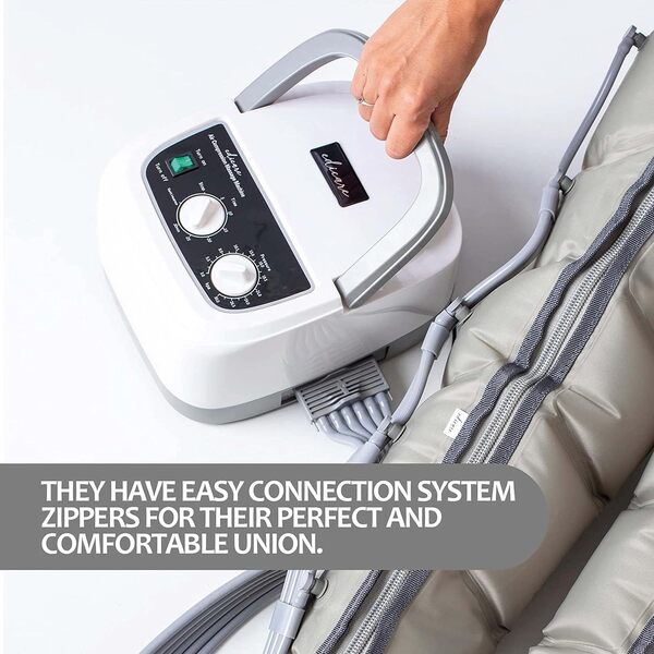 Edicare, Bottes Pressothérapie, Drainage Lymphatique, Appareil de Massage, Jambes Pieds Fatigués, Massage et Relaxation, Facile à Utiliser, Eficacité Professionnelle (Dispositif et boucles de jambe)