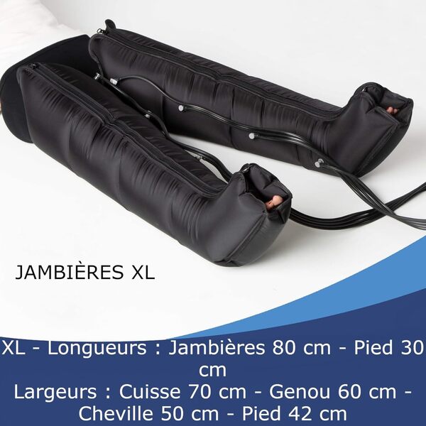 Dinamicamed ® Premium 4.0 Compact Pressotherapie Professionnelle Drainage Lymphatique 4 Chambres à Air - Appareil de Massage Jambes 2 Bottes Pressothérapie XL