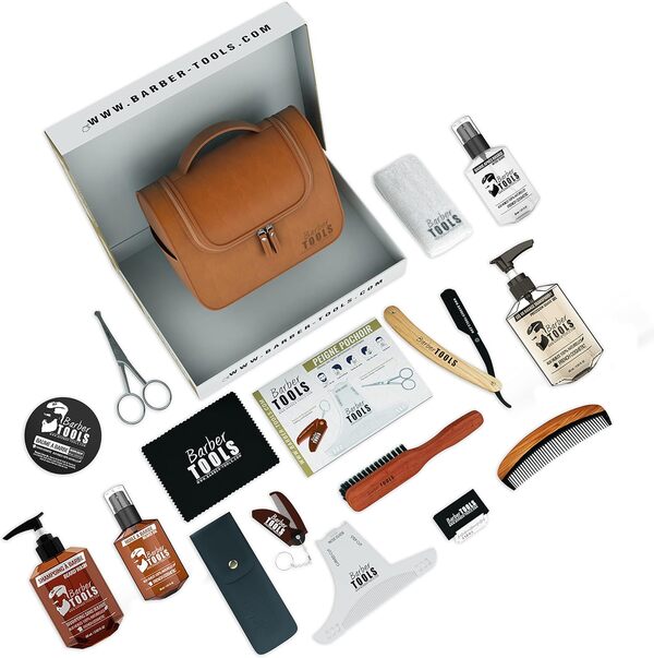 Kit/Set/Coffret d'entretien et de soin pour barbe et rasage avec Soin de barbier | Cosmetique Made in France ✮ BARBER TOOLS ✮