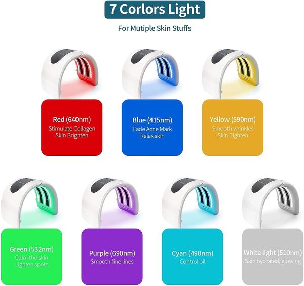 LIARTY Machine de Thérapie de Photon de 7 Couleurs LED, Lampe T-i-ghtening SPA, appareil de salon de beauté, équipement anti-rides, Machine Portative de Traitement de Beauté de Soins du Visage