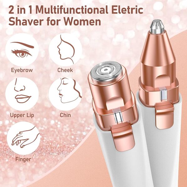 Vinmall Rasoir à sourcils électrique pour femme : tondeuse à sourcils pour femme, épilateur à sourcils et rasoir pour le visage pour femme, rasoir sans douleur pour femme