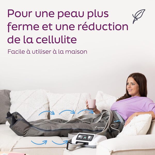 Venen Engel ® 6 Appareil de massage par ondes glissantes avec pantalon, alimenté par batterie, 6 chambres à air désactivables, pression & durée réglables facilement, massage en continu