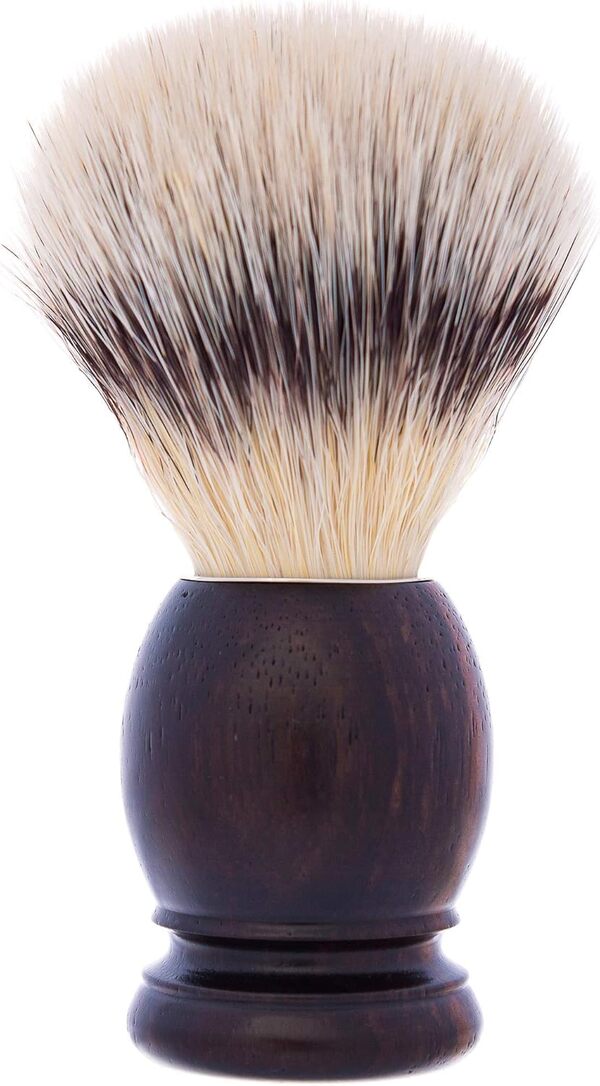 Plisson - Blaireau de Rasage Classique, Blaireau Synthétique Fibre Blanche de Haute Qualité - Manche Ebène de Macassar - Taille 12 Standard - Confort et Douceur - Fabrication Française