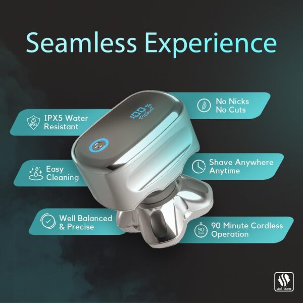 Skull Shaver Pitbull Platinum PRO - Rasoir électrique Électrique Homme | Coffret cadeau de vacances pour homme | Tête Chauve, rasage supérieur