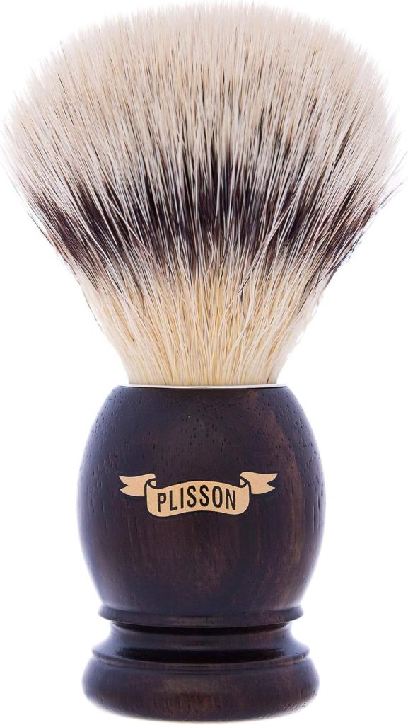 Avis : blaireau Plisson en fibre synthétique et manche ébène