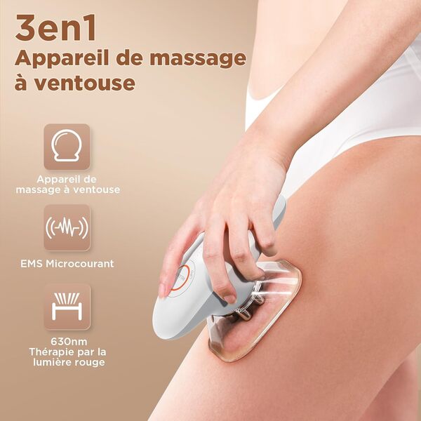 MYCARBON Masseur Anti Cellulite à Ventouse Électrique Palper-rouler Automatique Appareil Massage Infrarouge Minceur Aspiration Liposuccion Raffermissement pour Visage, Ventre, Cuisses, Bras, Jambes