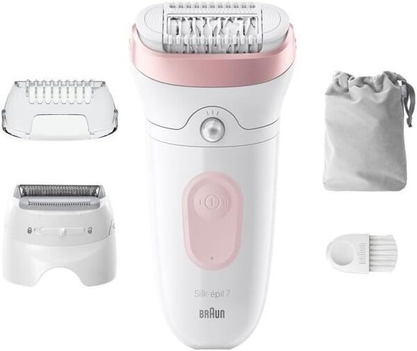 Braun Silk-épil 7 7-030 Épilateur pour femme Blanc/rose flamant rose