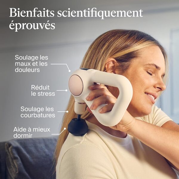 Theragun Sense Percussion Pistolet de massage personnel pour tissus profonds avec routine de respiration préchargée pour soulager le stress, la douleur et les douleurs musculaires-Blanc