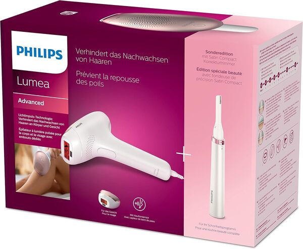 Philips Lumea Advanced IPL BRI921/00 Appareil d'épilation avec stylo tondeuse de finition Satin Compact
