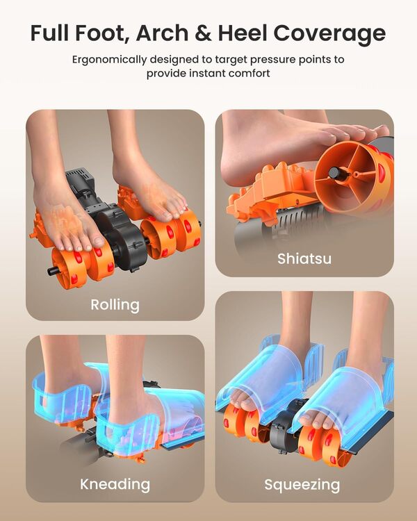 Renpho Masseur De Pieds électrique Masseur De Pieds Shiatsu Masseur De Pieds Avec Télécommande, Chauffage Infrarouge, Compression D'air, Type De Massage Multiple Pour La Relaxation Des Pieds