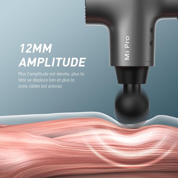 OPOVE M3 Pro 2 Pistolet de Massage, Pistolet de Massage Musculaire, Affichage LED 2500 RPM Masseurs Électriques, Masseur Dos, Soulager les Douleurs Musculaires, Gris