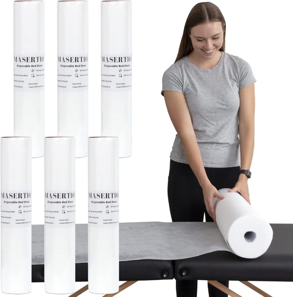 Test du lot de 6 rouleaux de draps jetables Masertio pour table de massage