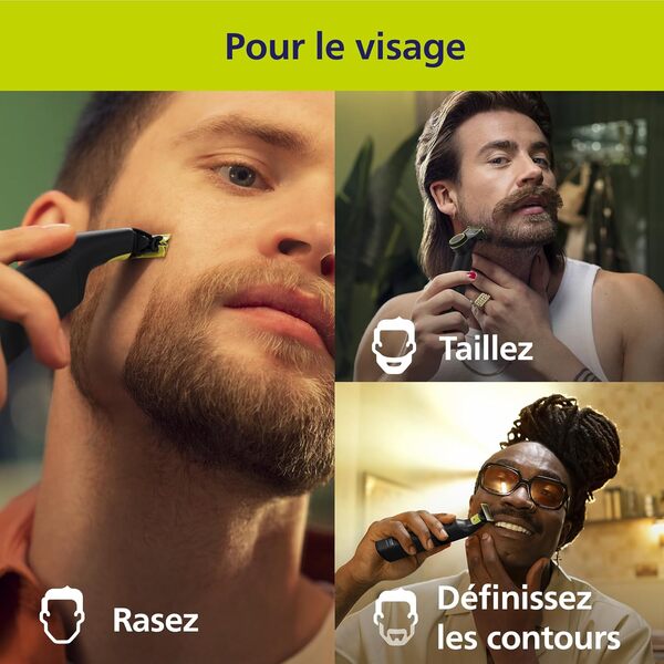 Philips OneBlade Pro 360 Authentique Visage+Corps - Tondeuse à barbe électrique, rasoir et tondeuse corps, 2 lames 360, 1 sabot avec 20 hauteurs de coupe, 1 kit Corps, 1 socle de charge, QP6652/35