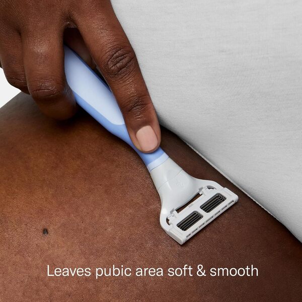 Flamingo Pubic Razor Starter Set - 1 Rasoir - 5 Recharges de Lames - 1 Support Douche