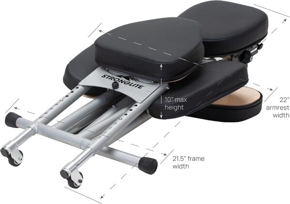 STRONGLITE Ergo Pro II Fauteuil de massage portable ultra résistant et léger avec roulettes et housse de transport Poids utile 272,2 kg