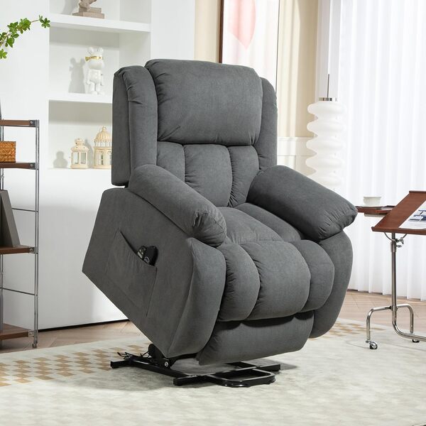 HOMCOM Fauteuil releveur électrique avec Fonction Massage et Chauffage, Fauteuil Relax électrique avec Dossier inclinable, Ports USB, télécommande, Repose-Pied et Poche latérale, Gris