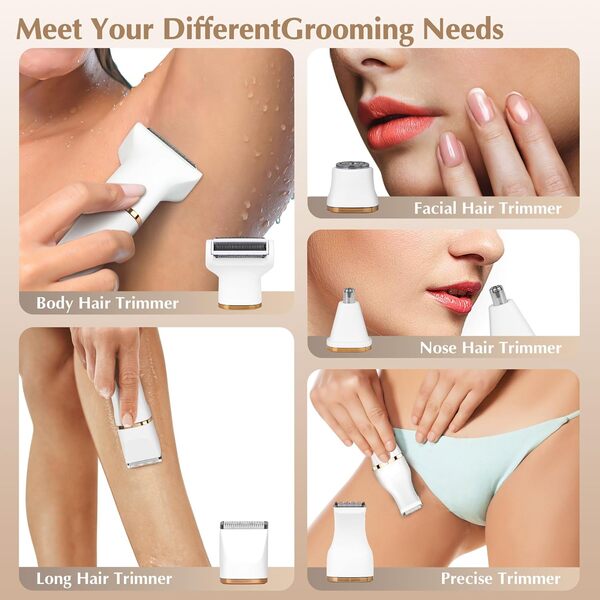 Tondeuse électrique de bikini pour femme – Rasoir électrique rechargeable 5 en 1 pour femme, tondeuse à poils pubiens étanche IPX7, rasoir indolore pour le corps des femmes, rasoir facial et rasoir