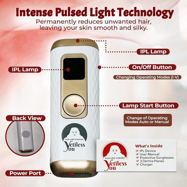 Appareil d'épilation IPL - Dissolvant laser pour homme et femme - Épilateur de refroidissement à domicile avec tube à quartz - Machine d'épilation pour peaux mortes, Maquina Depilar (blanc)