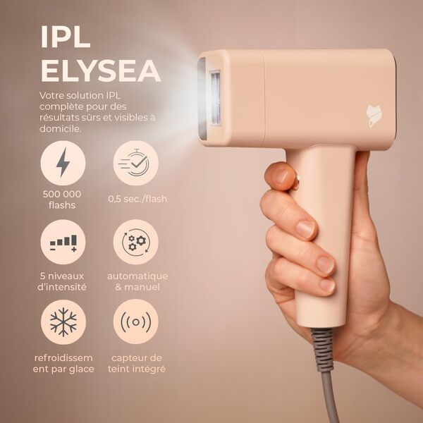 Vulpés IPL Elysea – Appareil d’épilation à lumière pulsée premium | Réduction durable des poils sur corps, visage et maillot | Épilation rapide et indolore avec refroidissement actif