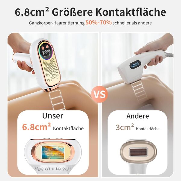 IPL Épilateur Lumière Pulsée avec 6.8cm² Gros Calibre, 9 Niveaux d'énergie, Appareil à epiler 3 Fonctions HR/SC/RA, Appareil de dépilation pour Homme, Femme, Corps, Aisselles, Blanc (BHRL-12DZ)