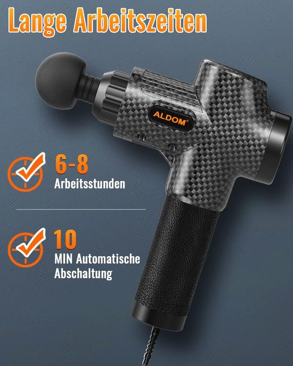 Pistolet de Massage Musculaire ALDOM Appareil de Massage Masseur de Muscle Profonds avec 30 Niveaux Réglables, 8 Têtes de Massage et l'Écran LCD 4800RPM Pour Soulager Douleurs et Raideurs Musculaires