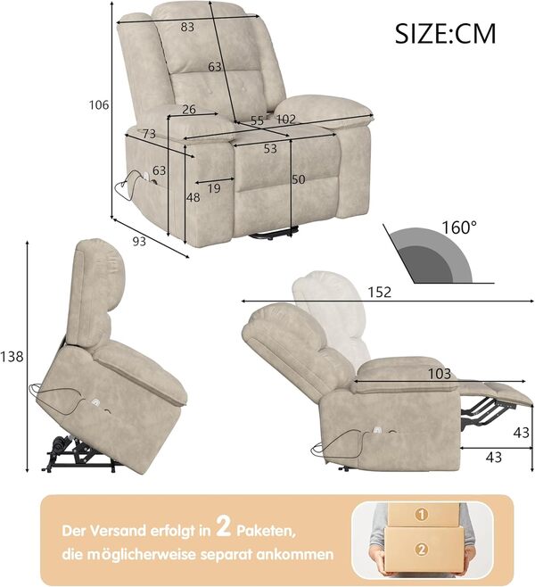 Fauteuil de Massage Electrique,Fauteuil Massant Chauffant Fauteuil de Relaxation avec Fonction de Massage Fauteuil Salon Relax Fonction Inclinable Vibration Chauffage (Brun Style-B)
