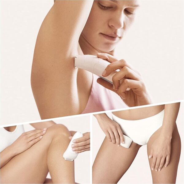 Braun Silk-épil 5 Épilateur Électrique Femme, Tête De Rasage Et Tondeuse Pour Une Épilation En Douceur, Pincettes Micro-Grip, Technologie Wet & Dry, 5 5-625, Blanc/Gris