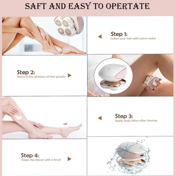 Rasoirs électriques pour femme, épilation faciale, rasoir pour femme, épilateur humide et sec pour les jambes, le corps, le visage, rasoir électrique sans fil pour femme, toilettage sans fil avec