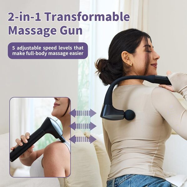 Pistolet de massage amovible 2 en 1 avec poignée d'extension de 50,8 cm pour soulager la douleur