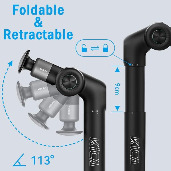 Kica EVO Pistolet de massage musculaire avec bras réglable et perche extensible de 32 cm pour massage professionnel des tissus profonds du dos, masseur portable portable pour soulager la douleur des