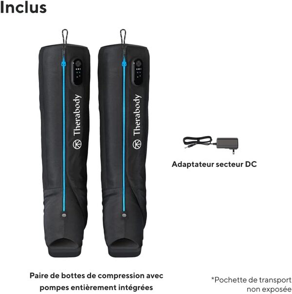 Therabody RecoveryAir JetBoots - Bottes de Massage par Compression Séquentielle des Pieds et des Jambes pour la Circulation et la Récupération Sportive (Large)