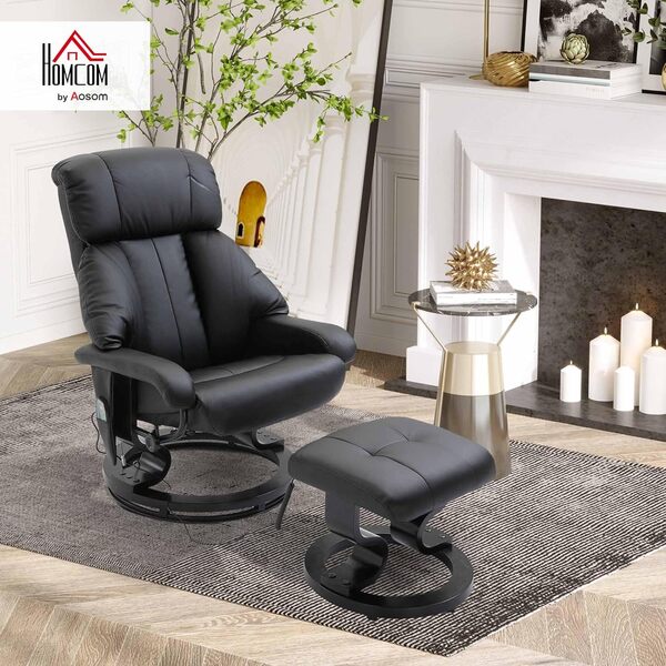 HOMCOM fauteuil de massage avec repose-pieds, chaise longue de relaxation électrique, fauteuil TV convertible