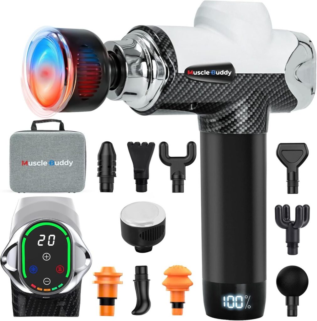 Test du MuscleBuddy : pistolet de massage à 20 niveaux et tête chaude et froide