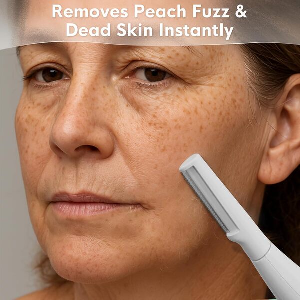 Rasoir Dermaplane pour visage de femme, système d'exfoliation du visage et d'épilation Peach Fuzz, anti-âge, 3 vitesses, 8 lames de dermaplaning, rechargeable, outil de dermaplaning sonique