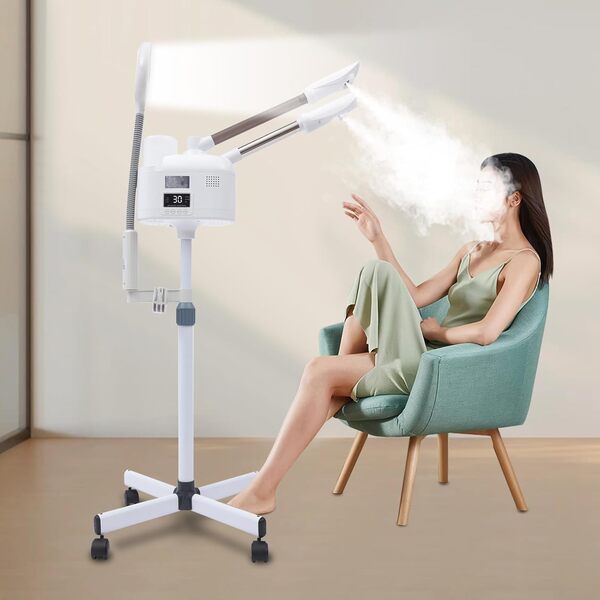 Vapozone Vapozone 3 en 1 Vapozone Vapozone Appareil à vapeur avec lampe loupe Appareil à vapeur chaud et froid Sauna pour le visage pour salon et maison