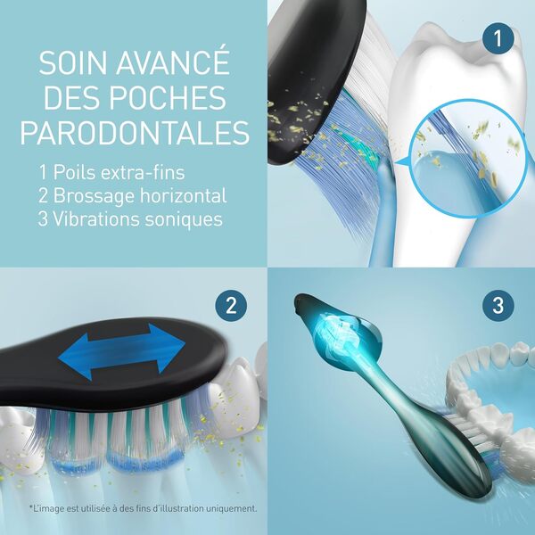 Panasonic - Personalcare EW-DP52-K803 | Brosse à Dents Électrique - Doubles vibrations soniques 45-90 min d'utilisation 5 accessoires 31 000 pulsations/min Minuteur Charge de 1 heure Noir