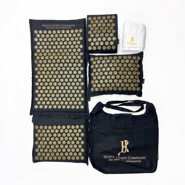 Tapis d'acupression XXL (6 pièces) avec coussin ergonomique et fonction chauffante – Massage complet du corps pour soulager les tensions, les douleurs au dos et au cou avec sac et instructions