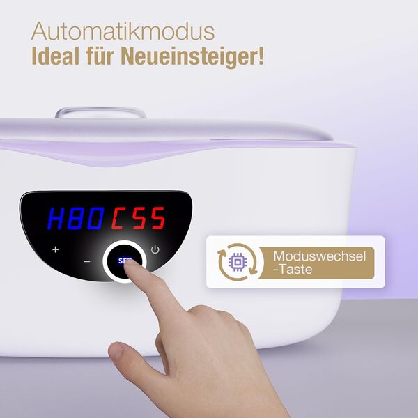 LAVANY Bain de paraffine pour mains et pieds, 4000 ml, appareil à cire de paraffine 230 W avec accessoires, cire de paraffine 1350 g et gants jetables (violet)