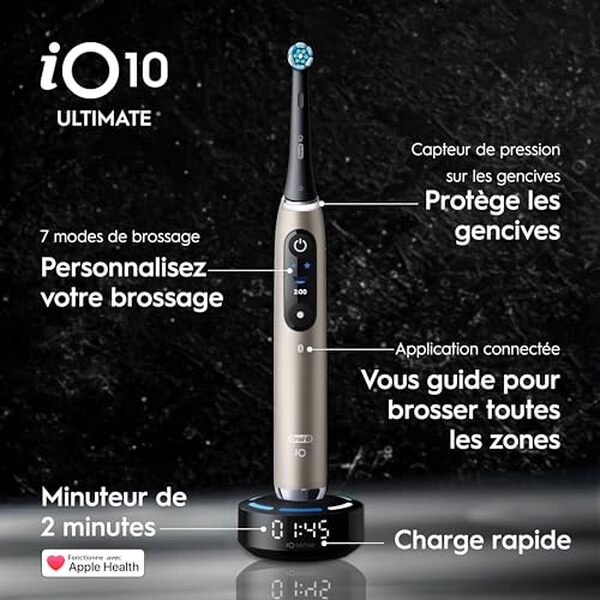 Découvrez notre test complet de l'oral-B iO 10 : une brosse à dents électrique qui allie performance et élégance pour un sourire éclatant au quotidien.