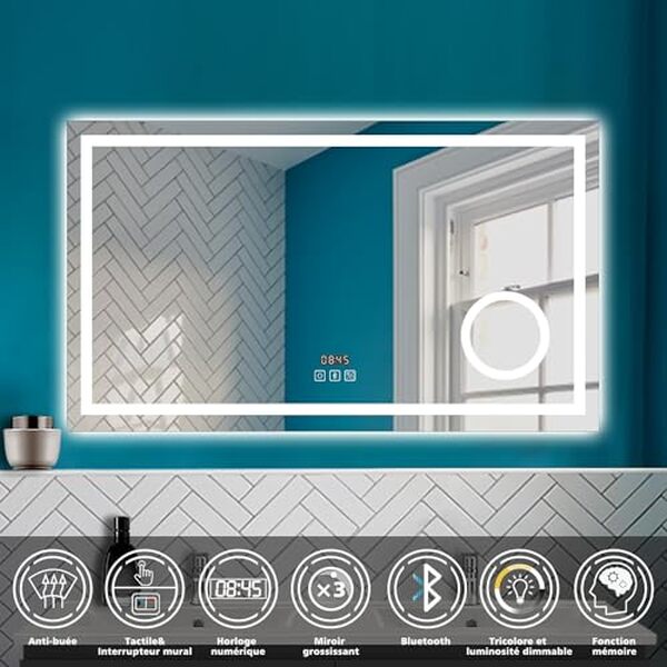 Découvrez les fonctionnalités uniques du miroir LED HAPAOSO avec éclairage Bluetooth intégré et fonction anti-buée pour un éclairage parfait dans votre salle de bain.