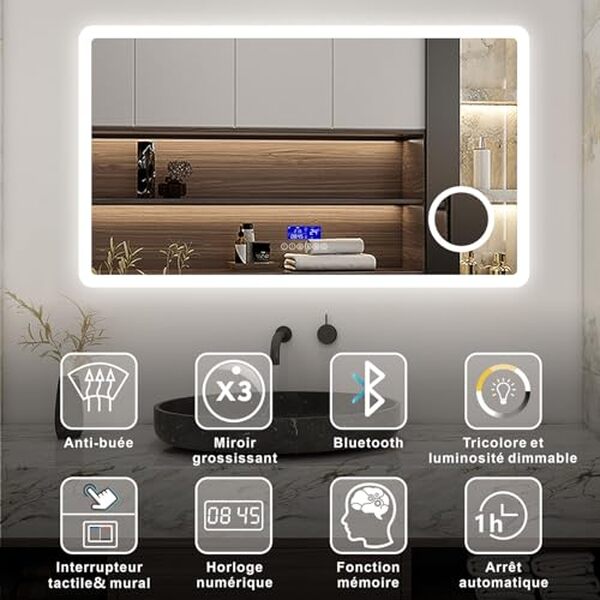 Découvrez le test complet du miroir lumineux AICA 100x60 cm : fonctionnalités bluetooth et anti-buée pour un quotidien simplifié dans votre salle de bains.