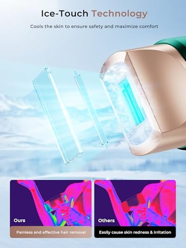 Découvrez l'efficacité de l'épilateur 8 °C avec système de refroidissement pour une épilation confortable et durable.